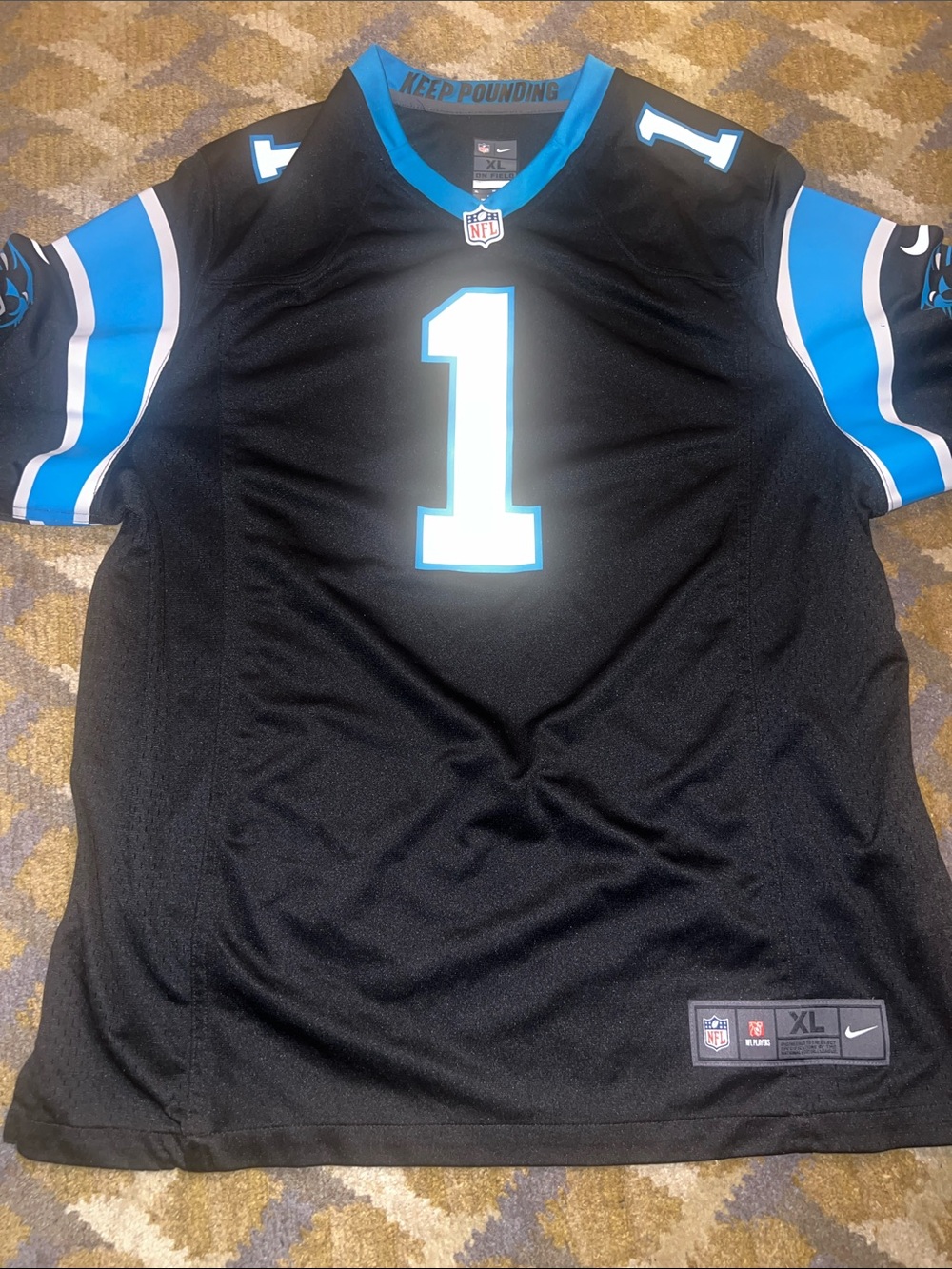 Nike Black and Blue Carolina Panthers #1 Football Jersey